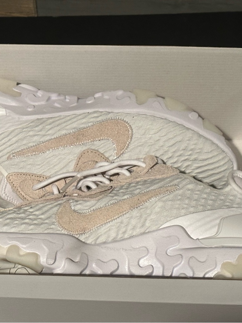 Nike men’s new!Neutral White and Beige Suede Swoosh Sneakers. Custom Nike ID
